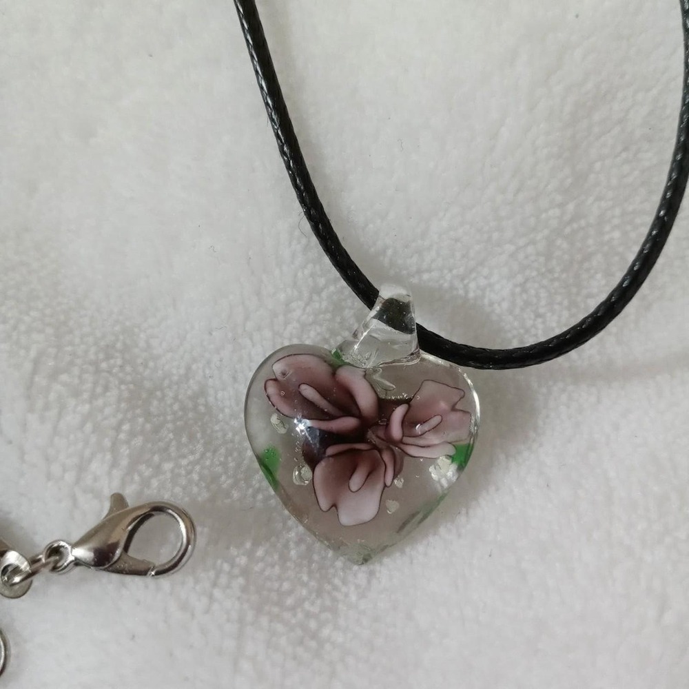 Glass heart 22mm dark purple